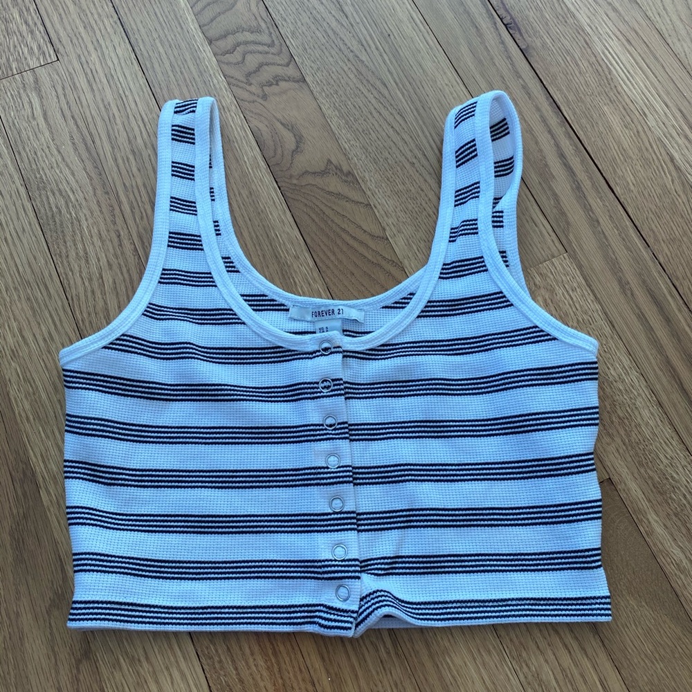 Striped button up crop top